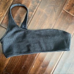 La Hearts Rouched Bikini One-Shoulder Top